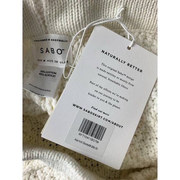 NWT Sabo Ace Knit Shorts Cream Ivory 1677 - Picture 6 of 6